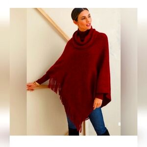 Chico’s Wild Poppy cowlneck poncho